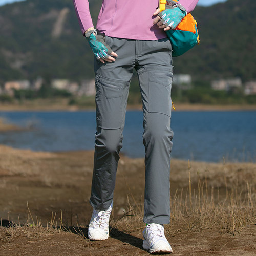 户外旅行速干裤百搭宽松显瘦直筒纯色工装多袋长裤男女徒步登山裤
