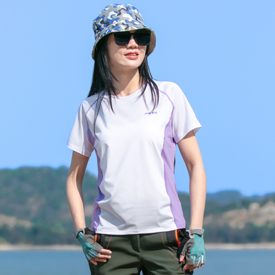 户外速干衣女吸湿排汗圆领徒步登山快干T恤跑步健身短袖运动上衣