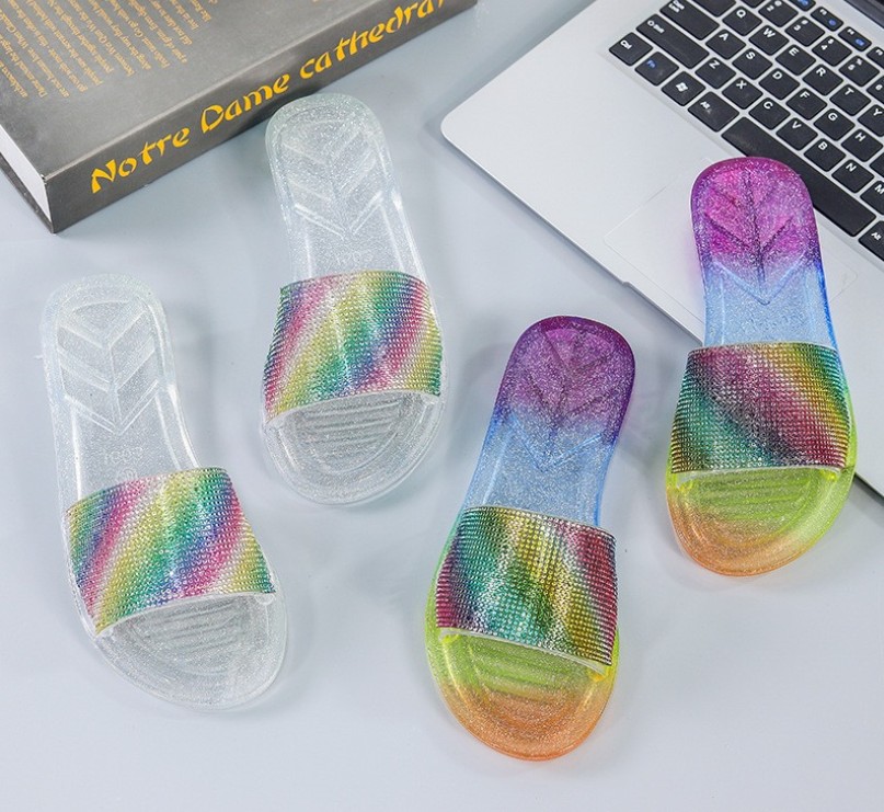 水晶果冻拖鞋女夏新款软底人字拖