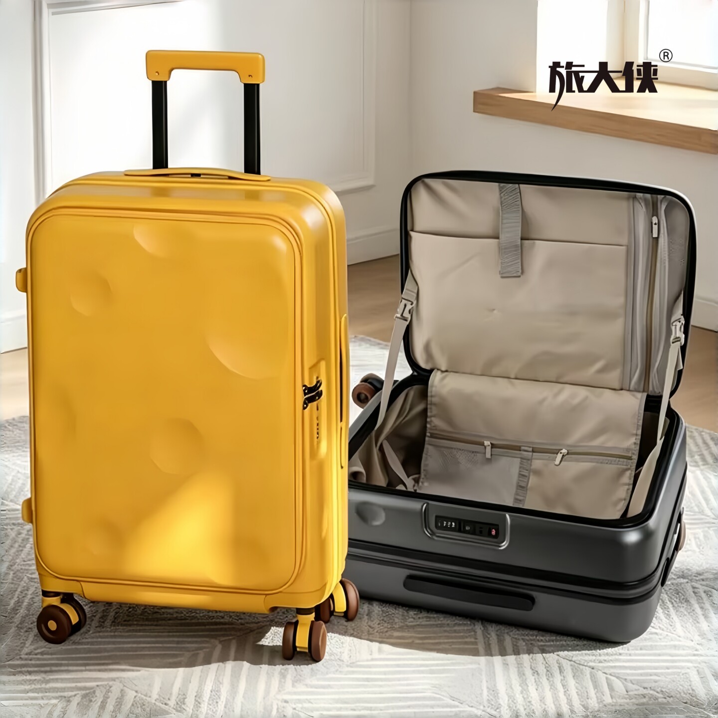 前开口可扩容纯PC行李箱20寸登机图片