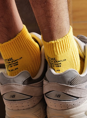 cityboy潮牌日系粗线粗针织男袜运动英文潮袜男个性黄色中筒潮袜