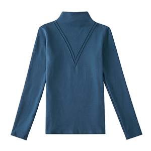 RM23828#半高领打底衫女秋季保暖长袖t恤2023新款加厚小衫纯棉t桖上衣