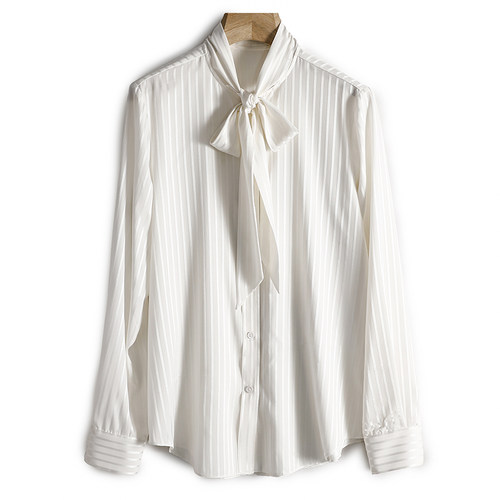 长袖桑蚕丝衬衫时尚通勤宽松