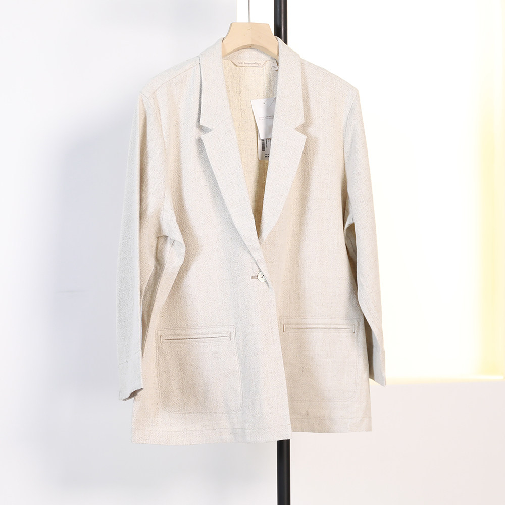 法单原品宽松西装女外套秋季新款休闲亚麻混纺小众女装,女装/女士精品,西装,淘宝优惠券,粉丝福利购,淘宝优惠卷