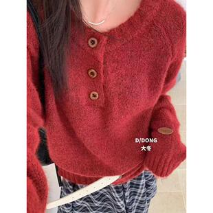 韩系egg松弛感穿搭宽松套头毛衣女秋冬新款高级上衣针织衫厚打底