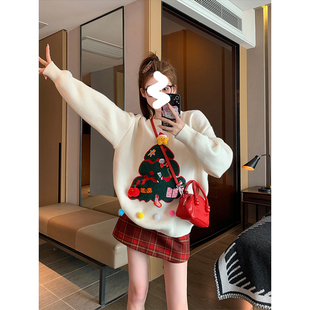 过年风毛衣女款秋冬新款设计感小众气质减龄针织衫红色短裙两件套
