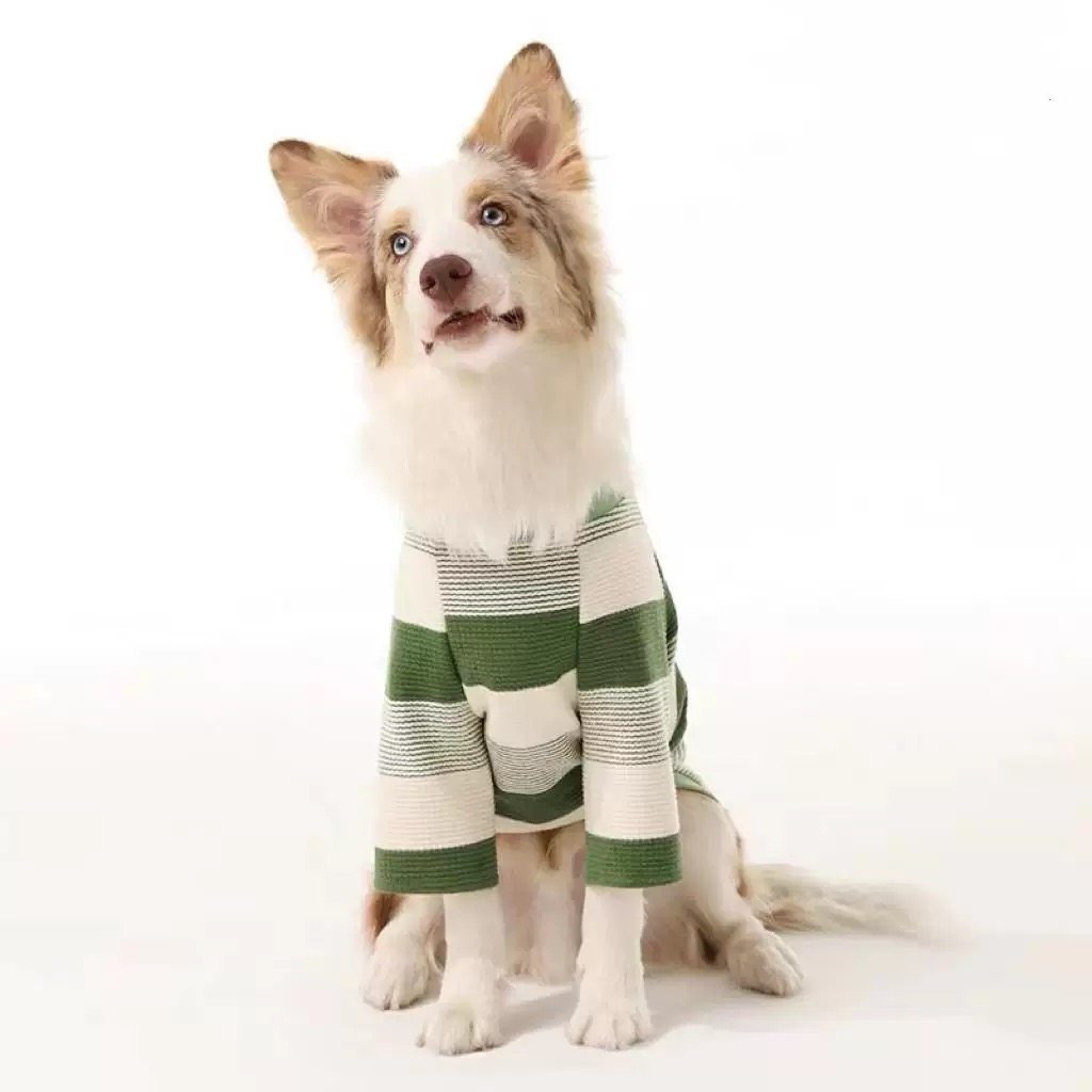 宠物狗狗衣服中小型犬雪纳瑞边牧金毛拉布拉多条纹T恤长袖