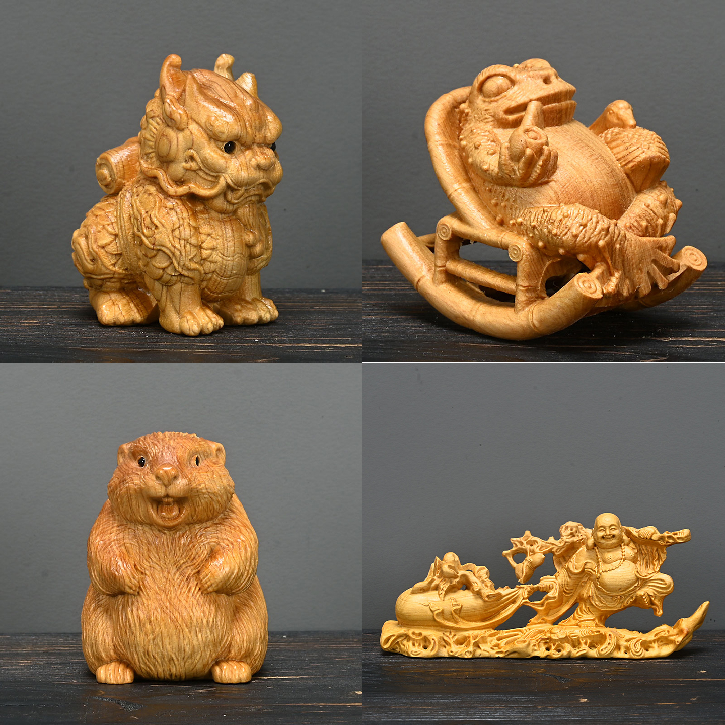 崖柏手把件文玩雕刻木质工艺礼品富贵象富甲麒麟小摆件把玩挂件