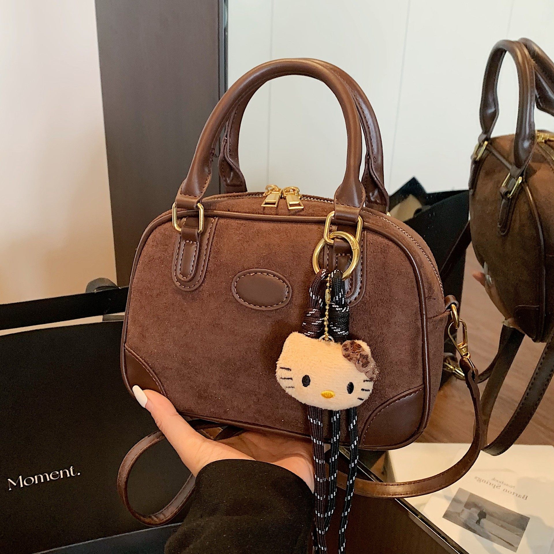 小众复古撞色手提包包女秋冬2025新款韩国小众绒面拼接单肩斜挎包,箱包皮具/热销女包/男包,单肩包,淘宝优惠券,粉丝福利购,淘宝优惠卷