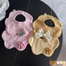 原创ins风婴儿口水巾纯棉纱布围嘴宝宝花朵蝴蝶结新生儿吐奶围兜