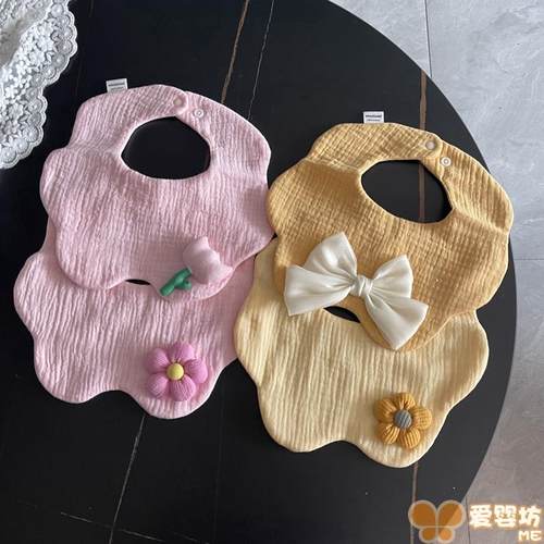 原创ins风婴儿花朵蝴蝶结围嘴