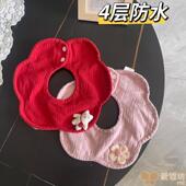 原创纱布婴儿花瓣360围嘴纯棉男女宝宝可爱口水巾防水新生儿围兜