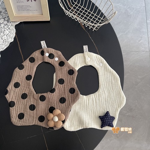 韩版婴儿围嘴6层花朵装饰