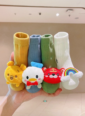 22春秋婴儿袜子纯棉四季中筒袜男女宝宝新生儿可爱卡通彩虹袜