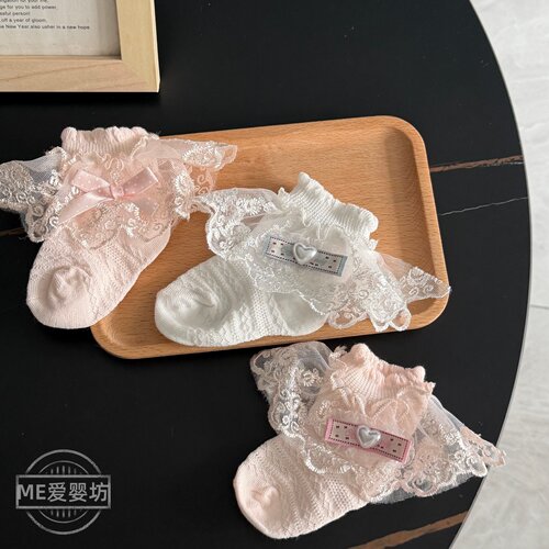 女宝宝夏季蕾丝网眼爱心短袜