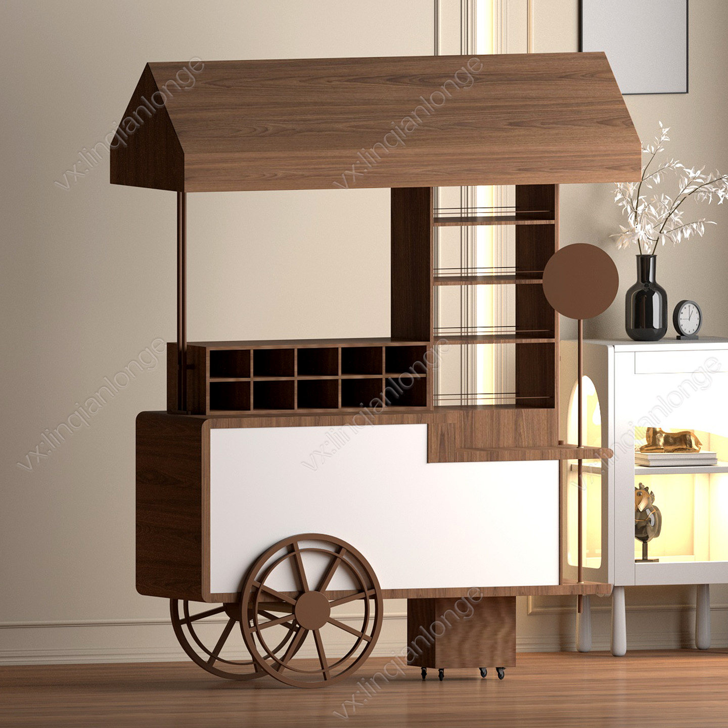 定制甜品车冰淇淋小吃摆摊移动售货车网红美食街景区商业街展示架