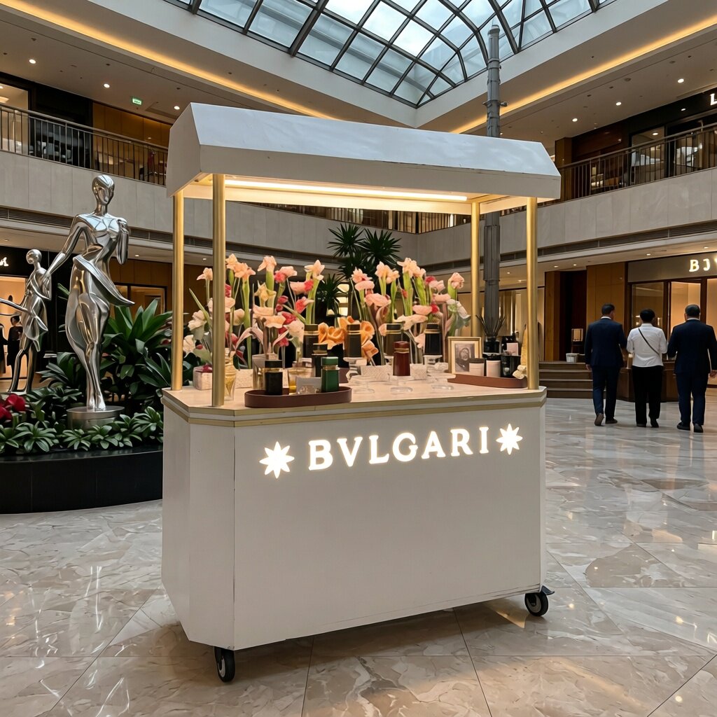 珠宝首饰专柜花艺手推车金属移动展示架带轮促销车商场展示柜餐车