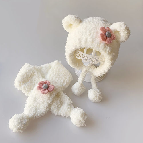 珊瑚绒手工编织婴儿宝宝帽