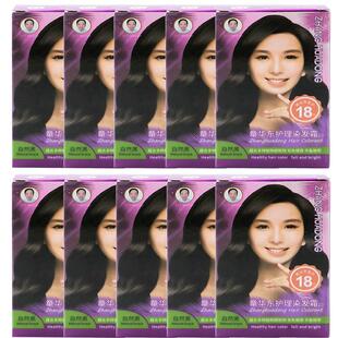 章华东护理染发霜50ml染发剂自然黑遮盖白发棕色植物提取丰盈秀发