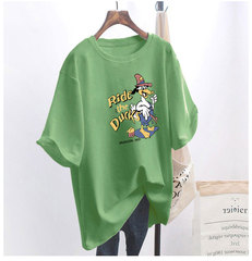 5個顏色夏季胖MM200斤加大碼中長款26支純棉韓版短袖t恤女