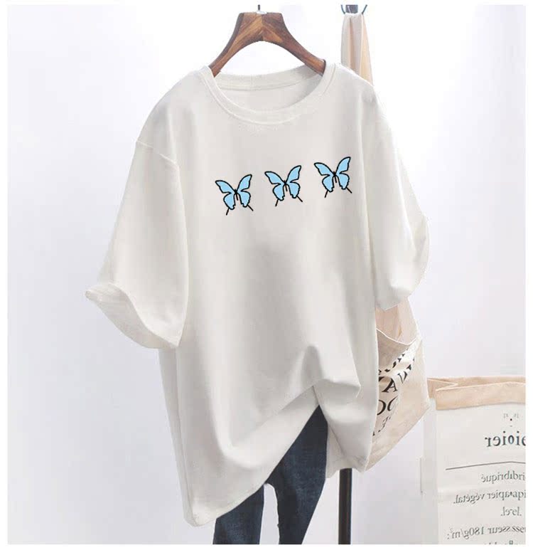 5 colors summer fat mm200kg plus size medium length 26pcs cotton Korean Short Sleeve T-Shirt