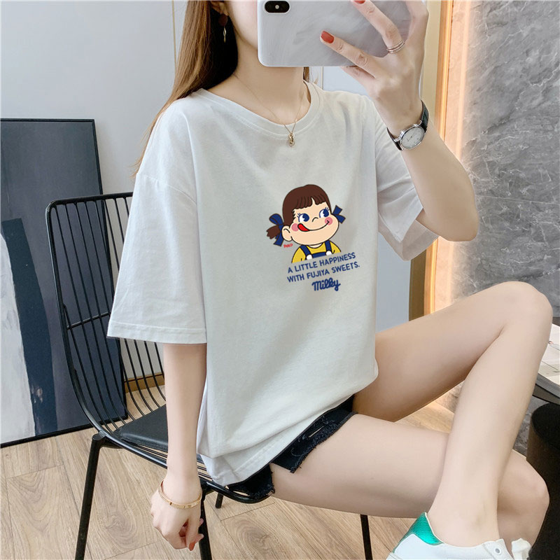 White cotton short sleeve t-shirt female 9 colors new summer T-shirt net red ins super fire top