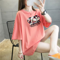 5個顏色夏季胖MM200斤加大碼中長款純棉韓版短袖t恤女