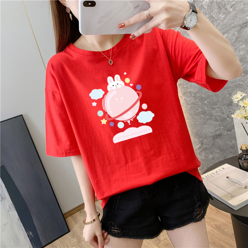 White cotton short sleeve t-shirt female 9 colors new summer T-shirt net red ins super fire top