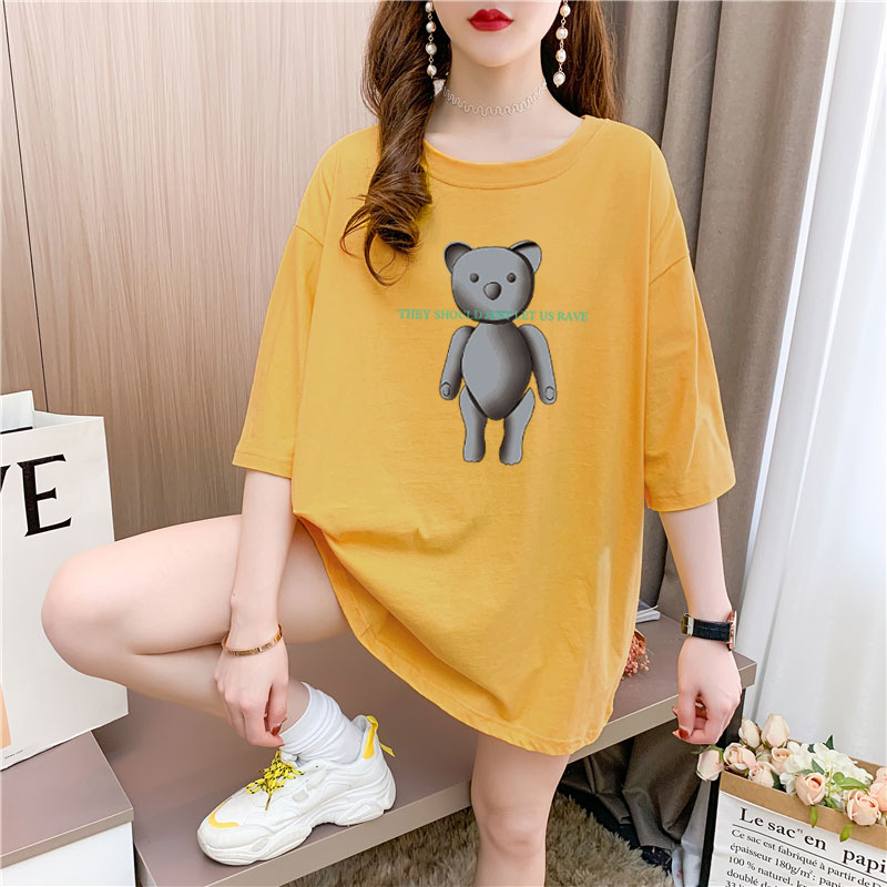 Real shooting 26 pieces of pure cotton medium length loose oversize summer clothes 9 colors Korean Short Sleeve T-shirt for women