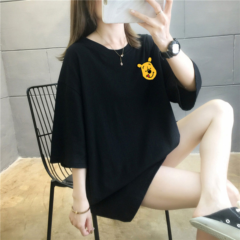 5 colors summer fat mm200kg plus medium length cotton Korean Short Sleeve T-Shirt