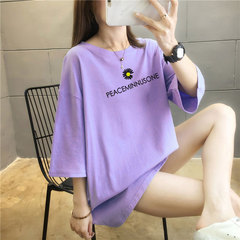 5 colors summer fat mm200kg plus medium length cotton Korean Short Sleeve T-Shirt