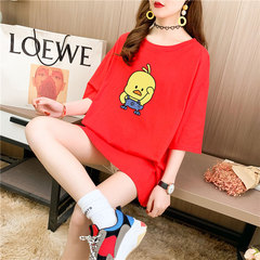 實拍26支純棉中長款寬鬆加大碼夏裝9個顏色韓版短袖T恤女