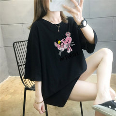 5個顏色夏季胖MM寬鬆加大碼中長款26支純棉韓版短袖t恤女