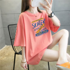 5個顏色夏季胖MM200斤加大碼中長款26支純棉韓版短袖t恤女