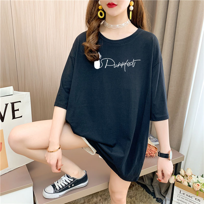 Real shooting 26 pieces of pure cotton medium length loose oversize summer clothes 9 colors Korean Short Sleeve T-shirt for women