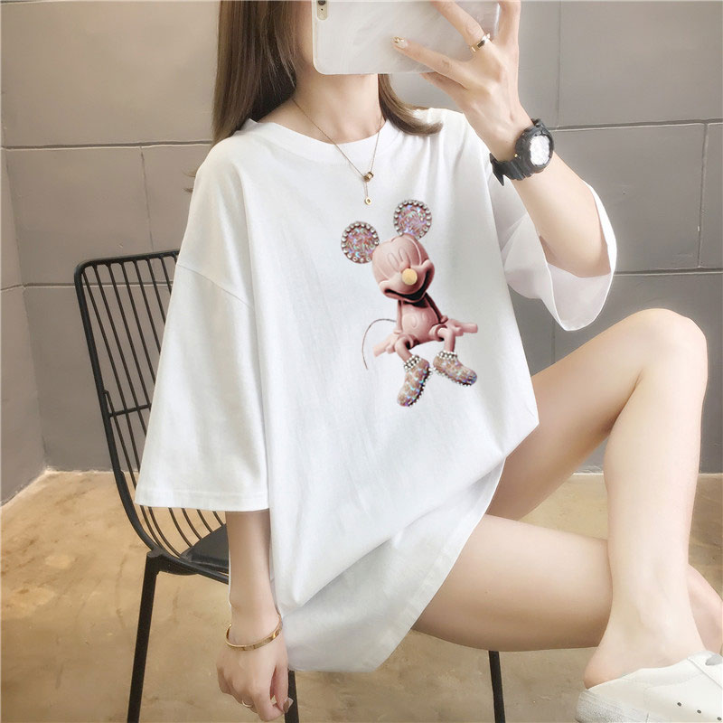 5 colors summer fat mm200kg plus size medium length 26pcs cotton Korean Short Sleeve T-Shirt