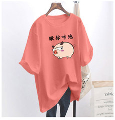 5個顏色夏季胖MM200斤加大碼中長款26支純棉韓版短袖t恤女