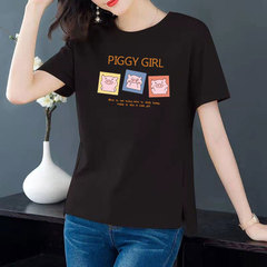 純棉6個顏色大碼圓領開叉短袖t恤女休閒百搭上衣女