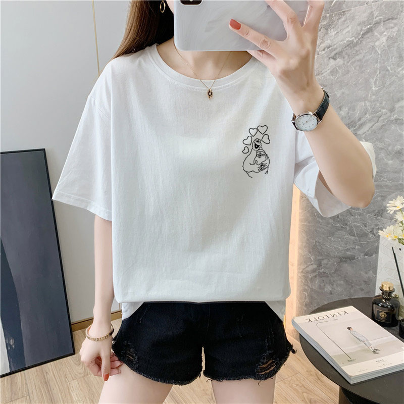 白色純棉短袖t恤女9個色新款夏季體恤網紅ins超火上衣