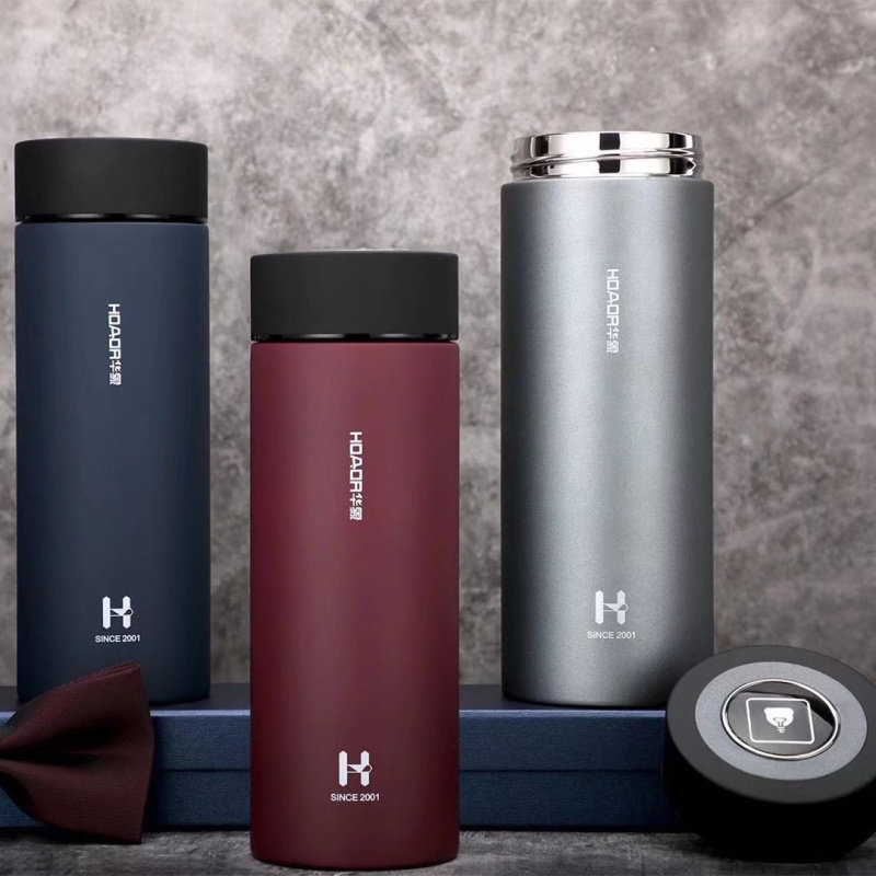 金力高真空商务杯华象磨砂大容量保温杯男士直身不锈钢杯子防滑底