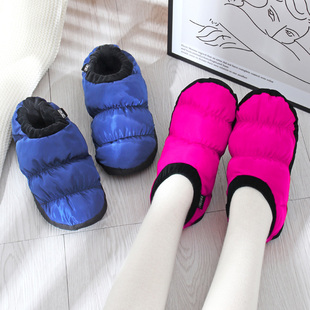 家用 静音软底室内情侣防滑保暖包跟羽绒棉鞋 踩屎感棉拖鞋 女秋冬季