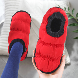 女包跟居家用防滑室内保暖情侣加厚底踩屎感羽绒棉拖鞋 秋冬季 棉鞋