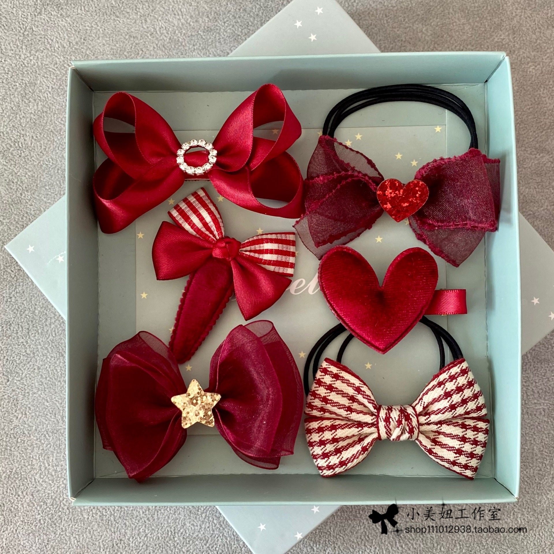 儿童发饰套装礼盒女童生日礼物小女孩酒红色发夹发绳皮筋头饰,童装/婴儿装/亲子装,发饰,淘宝优惠券,粉丝福利购,淘宝优惠卷