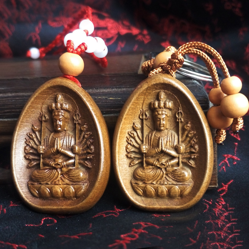 本命生肖桃木男女吊坠钥匙扣普贤虚空臧如来千手观音大势至项坠