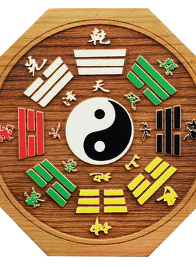 桃木八卦镜挂件五帝钱葫芦