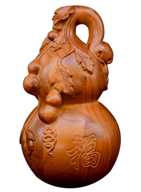 桃木葫芦摆件福新居客厅房实心