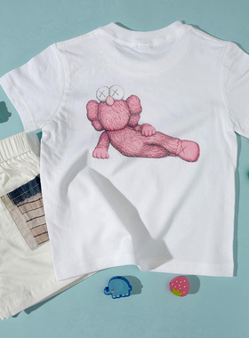 童装纯棉短袖t恤2024夏季新款男女童亲子 KAWS印花T恤衣服幼儿园