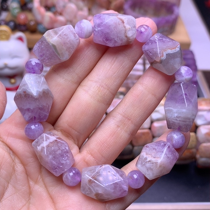 天然紫水晶原石手链男女款学生随型不规则紫晶手串送节日礼物