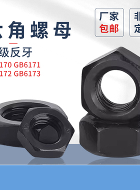 10级反牙六角螺母高强度发黑反扣薄螺母细牙螺丝帽M8M10M1216-M42
