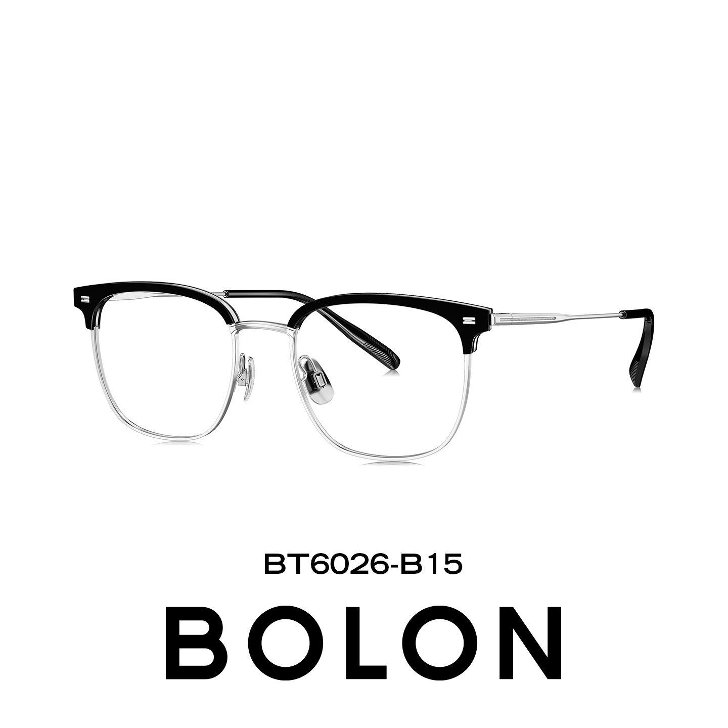 暴龙近视眼镜男士眉毛框架轻盈透明商务休闲眉架可配镜框女BT6026